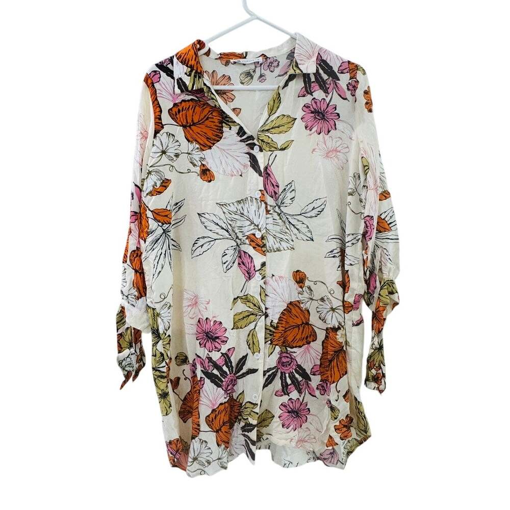 Cupshe Floral Oversized Beach Pool Tunic Coverup XS Lightweight Feminine